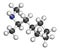 Cyclopentamine nasal decongestant drug molecule (largely discontinued). 3D rendering. Atoms are represented as spheres with