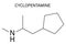 Cyclopentamine nasal decongestant drug molecule. Largely discontinued. Skeletal formula.