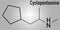 Cyclopentamine nasal decongestant drug molecule. Skeletal formula.