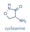 Cycloserine D-cycloserine tuberculosis drug molecule. Skeletal formula.