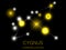 Cygnus constellation. Bright yellow stars in the night sky. A cluster of stars in deep space, the universe. Vector illustration