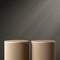 Cylinder brown podium with shadow beige wall background for luxury organic cosmetic, skin care, beauty treatment product display