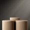 Cylinder brown podium with shadow beige wall background for luxury organic cosmetic, skin care, beauty treatment product display