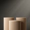 Cylinder brown podium with shadow beige wall background for luxury organic cosmetic, skin care, beauty treatment product display