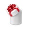 Cylinder cardboard box with red ribbon bow