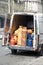 Cylinder gas bottles stored in a delivery van