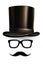 Cylinder, glasses, moustaches vector illustration isolated on white background