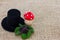 A cylinder hat, a fly mushroom and lucky clover