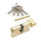 Cylinder mechanism with locking handle for exterior and interior doors in gold color