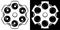 Cylinder of a revolver vector illustration. Russian roulette icon. Black and white