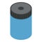 Cylinder sharpener icon, isometric style