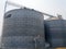 Cylindrical grain bins with corrugated metal siding in eastern Washington, USA