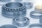 The cylindrical rolling bearing parts in light blue scene