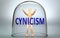 Cynicism can separate a person from the world and lock in an invisible isolation that limits and restrains - pictured as a human