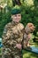 Cynologist with a dog. Service Dog Breed English Cocker Spaniel Dog