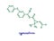 Cypermethrin hand drawn vector formula chemical structure lettering blue green