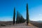 Cypress Tree Avenue or Alley at Poggio Covili Farmhouse in Tuscany, Italy at Dawn