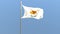 Cypriot flag on flagpole.