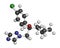 Cyproconazole fungicide molecule. 3D rendering. Atoms are represented as spheres with conventional color coding: hydrogen white.