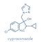 Cyproconazole fungicide molecule. Skeletal formula