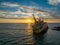 Cyprus - Abandoned shipwreck EDRO III in Pegeia, Paphos, Cyprus at amazing sunset time