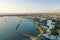 Cyprus aerial landscape, Paphos embankment. Famous mediterranean resort city. Summer Travel
