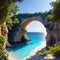 Cyprus. Ayia Napa. Love bridge. Rock arch in the sea. The Cape Greco . The Mediterranean sea picturesque coast.