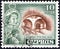 CYPRUS - CIRCA 1955: A stamp printed in Cyprus shows Mavrovouni Copper Pyrites Mine and Queen Elizabeth II, circa 1955.
