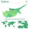 Cyprus detailed map and flag. Cyprus on world map