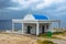 Cyprus, the Mediterranean coast. Church of Agia Anargiri on Cape Greco against the background of a summer storm sky