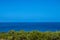 Cyprus mediterranean seascape. View to the bay and a clean limitless blue sky