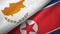 Cyprus and North Korea two flags textile cloth, fabric texture