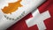 Cyprus and Switzerland two flags textile cloth, fabric texture