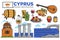 Cyprus travel destination promotional poster with country symbols