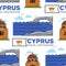 Cyprus travel destination sea and old temple seamless pattern