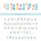 Cyrillic mermaid scale colorful font. Cute alphabet for mermaid birthday cards, posters. Vector