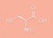 Cysteine l-cysteine, Cys, C amino acid molecule. Skeletal formula.