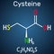 Cysteine L-cysteine, Cys, C proteinogenic amino acid molecule. Structural chemical formula on the dark blue background