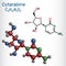 Cytarabine, cytosine arabinoside, ara-C molecule. It is chemotherapy medication. Structural chemical formula and molecule model