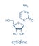 Cytidine RNA building block molecule. Skeletal formula.