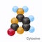 Cytosine, C. Pyrimidine nucleobase molecule. Base present in DNA. 3D vector illustration on white background