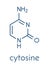 Cytosine pyrimidine nucleobase component. One of the bases found in DNA and RNA. Skeletal formula.