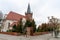 Czarnkow, wielkopolskie / Poland Ã¢â‚¬â€œ December, 03, 2019: Market in a small town. Old tenements in the city center