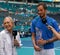 Czech-American former professional tennis player and TV analyst Martina Navratilova during on court interview