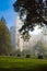 Czech castle Hluboka nad Vltavou in myst