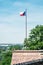 Czech flag on the Spilberk castle, Brno, blue filter