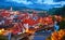 Czech Krumlov Republic. Evening panorama old town