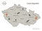 Czech map, individual regions with names, Infographics and icons