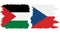 Czech and Palestine grunge flags connection vector