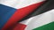 Czech and Palestine two flags textile cloth, fabric texture